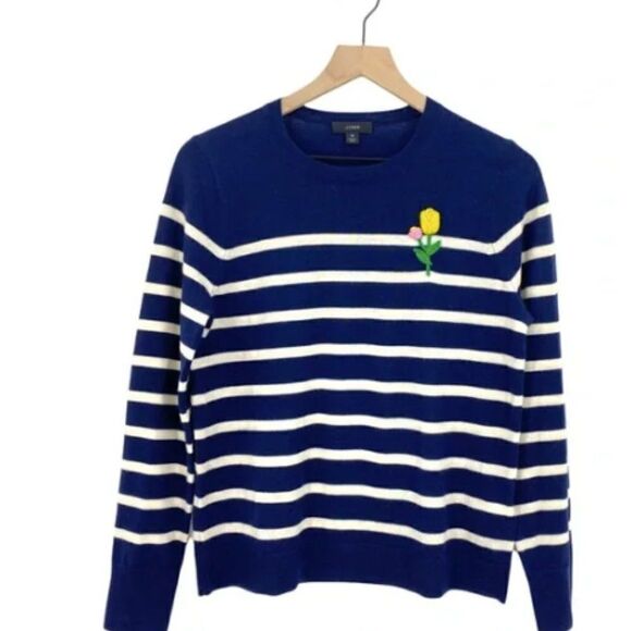 J.Crew Margot crewneck sweater with crochet flower - Picture 5 of 8